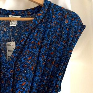 Belted Boho Abstract Paisley Print blue NWT